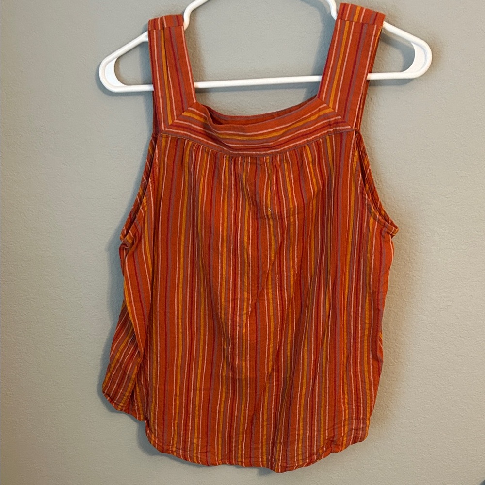 Striped Orange Sleeveless Universal Thread Top - Picture 4 of 6
